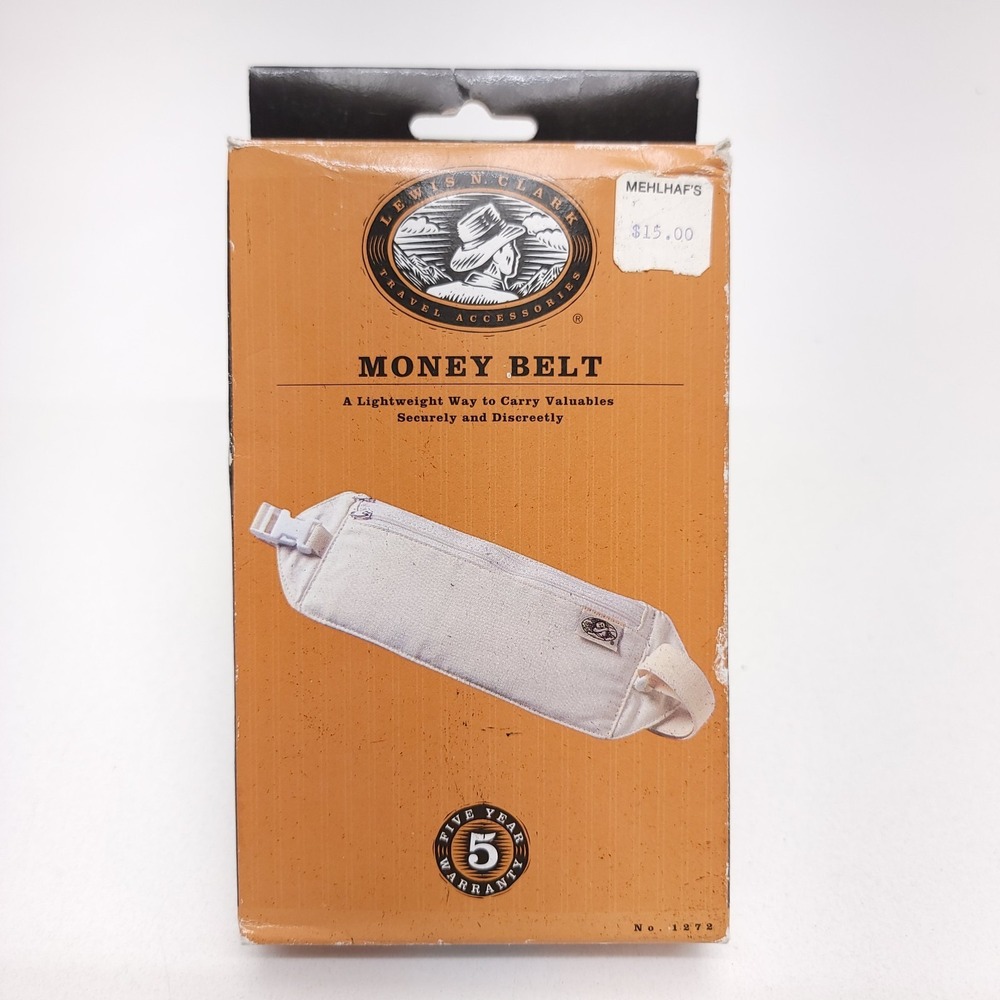 New Vintage Money Belt White Lightweight Carry‎ Valuables Waist Fanny Pack